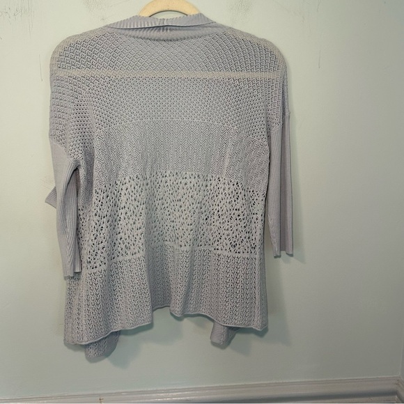 Eileen Fisher Sky Blue 70% Silk Knit 3/4 Sleeve Open-Front Cardigan Size SP - Picture 6 of 12